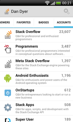 User accounts view